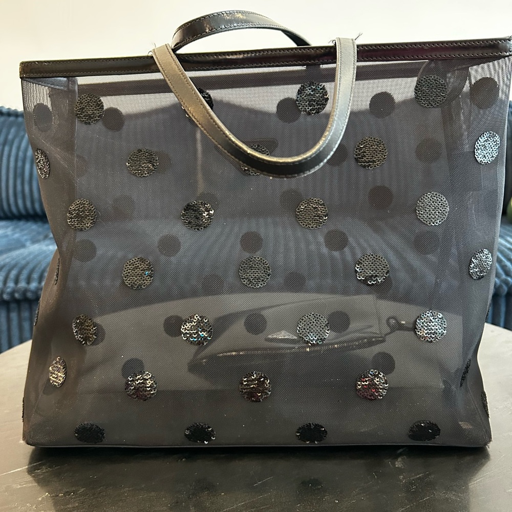 Prada Black and Gray Polka Dot Tote Bag - Picture 7 of 10
